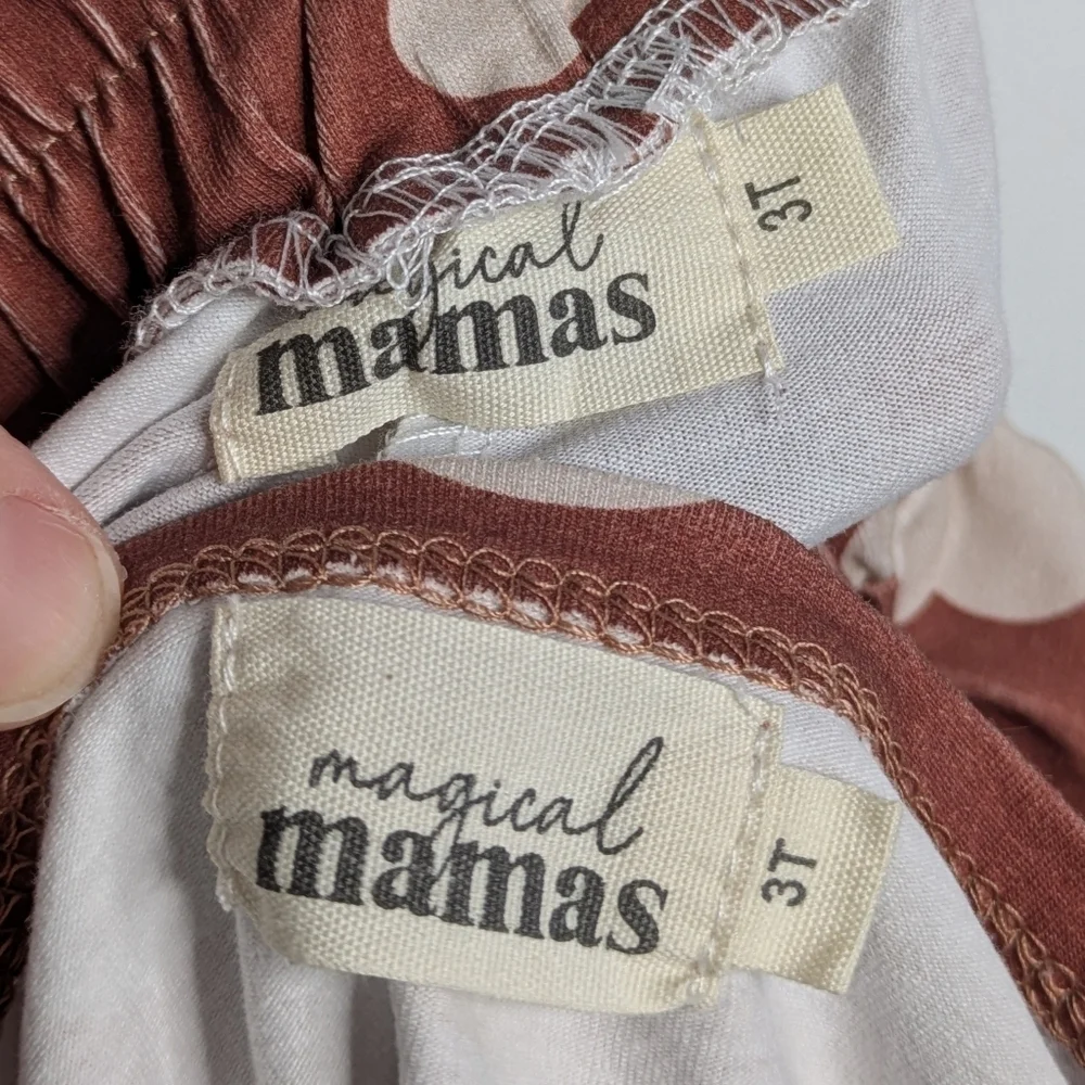 Magical Mamas Brown & Off White Mickey Mouse T-shirt & Pant Set In 3T